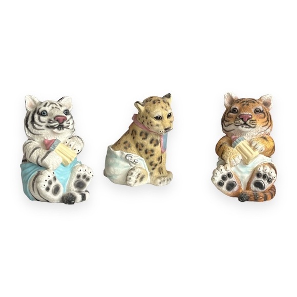 Tiger Leopard White Tiger Baby Bottle Figurines Lot of 3 Collection Encore Group - Picture 6 of 9